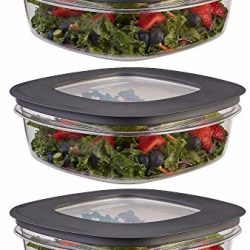 Rubbermaid Premier Food Storage Container, Grey, 9 Cup, 3-Pack