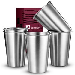 FineDine Premium Grade Stainless Steel Pint Cups Water Tumblers (5 Piece) Unbreakable