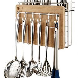 Miusco Cooking Utensil & Cutting Board Holder, Wall Mount, Stainless Steel, Compact Kitchen Organizer