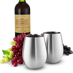 Stainless Steel Wine Glasses - Set of 4 Large & Elegant 18 Oz. Premium Grade
