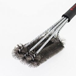 Mr. Fuego – BBQ Grill Brush Cooking Utensil, 3 in 1 Advanced Abrasive Bristles, Heavy Duty, Light Weight, Quick and Easy Cleaning, Fire Starter Storage in Handle, Great Outdoorsman Gift