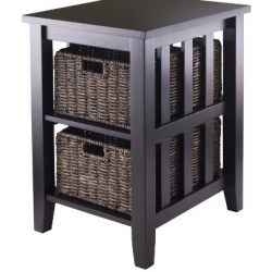 Winsome Morris Side Table with 2-Foldable Basket
