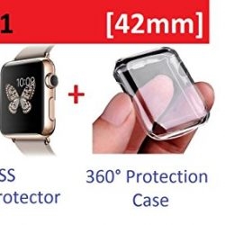 Amazingforless Apple Watch Case Series 1 42mm, Tempered Glass Screen Protector for Apple Watch Series 1 and Ultra-thin Clear HD Case