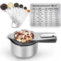 1Easylife Measuring Cups and Spoons Set of 15, Durable Single Stainless Steel 6 Measuring Cups