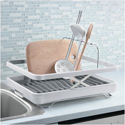 KOHLER Large Collapsible & Storable Dish Drying Rack with Wine Glass Holder
