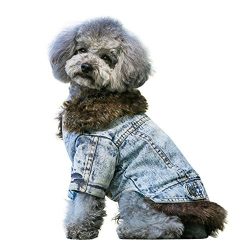 Cute Fleece Lining Jean Dog Vest Winter Coat Warm Dog Apparel