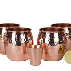 A29 Moscow Mule 100 % Solid Pure Copper Mug / Cup (16-Ounce / Set of 4, Hammered)