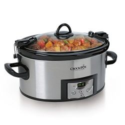 Crock-Pot 6-Quart Programmable Cook & Carry Slow Cooker with Digital Timer, Stainless Steel