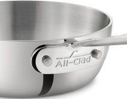 All-Clad Stainless Steel Tri-Ply Bonded Dishwasher Safe Saucier Pan / Cookware, 1-Quart, Silver