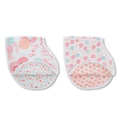 aden + anais Burpy Bib, Tea Collection, 100% Cotton Muslin, Soft Absorbent 4 Layers, Multi-Use Burp Cloth and Bib, 22.5” X 11”, 2 Pack, Global Garden