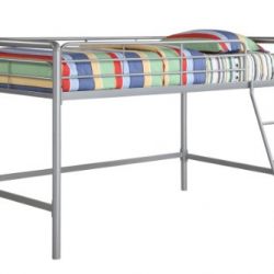 DHP Junior Loft Bed Frame With Ladder, Multifunctional Space-Saving Design, Silver