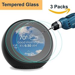 CAVN 3 Pcs Amazon Echo Spot Screen Protector Full Coverage Tempered Glass High Definition Screen Protector for Amazon Echo Spot with [Premium Clarity] [Anti-Scratch] [No Bubble Install]