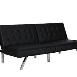 DHP Emily Futon Sofa Bed, Modern Convertible Couch With Chrome Legs Quickly Converts into a Bed
