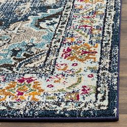 Safavieh Monaco Collection Vintage Bohemian Navy and Light Blue Distressed Area Rug (9' x 12')