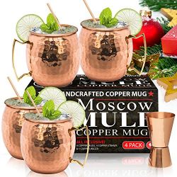 Moscow Mule Copper Mugs - Set of 4 - 100% HANDCRAFTE