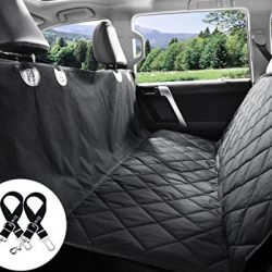 Bonve Pet Dog Seat Cover - Waterproof Pets Car Seat Covers Liner – with 2 Adjustable Pet Car Seats Safety Belts Best Dog Hammock Bench Protector for Cars, SUV, Truck Backseat