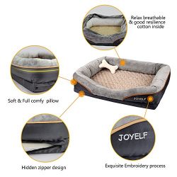 JOYELF Large Memory Foam Dog Bed, Orthopedic Dog Bed & Sofa with Removable Washable Cover and Squeaker Toys as Gift