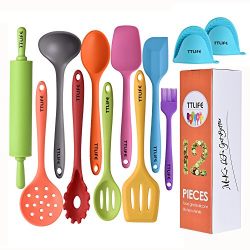 TTLIFE Silicone Kitchen Utensil 12 Pcs With Turner, Spatula, Soup Ladle