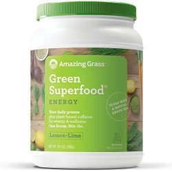 Amazing Grass Green Superfood, Energy Lemon Lime, Powder, 100 Servings, 24.7oz, Matcha Green Tea, Yerba Mate, Wheat Grass, Spirulina, Alfalfa, Acai, Greens, Vegan, Vitamin K, Probiotic