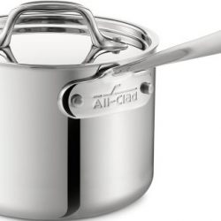 All-Clad Stainless Steel Tri-Ply Bonded Dishwasher Safe Sauce Pan with Lid Cookware, 1.5-Quart, Silver