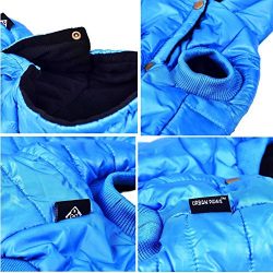 Kuoser outdoor Cotton Thickened Soft Fleece Lining Windproof Dog Vest Pet Winter Coat Warm Dog Apparel for Cold Weather Hoodies Dog Jacket for Small Medium dogs,Blue XXL