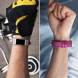 Fullmosa Fitbit Charge 2 Band/Fitbit Charge 2 Strap/Wristbands/Fitbit Charge 2 Replacement/Fitbit Charge 2 Accessories, Genuine Leather strap for Fitbit Charge 2, Rosy