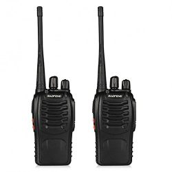 BaoFeng Walkie Talkie 2pcs in One Box with Rechargeable Battery Headphone Wall Charger Long Range 16 Channels Two Way Radio (2pcs radios)