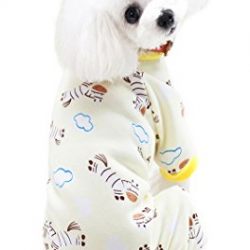 Scheppend Cozy Pet Pajamas for Small Dogs Thick Onesie Jumpsuits Soft Puppy Coat Cat Clothes, Yellow Zebra L. 