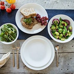 Corelle Livingware 18-Piece Glass Dinnerware Set, Winter Frost White, Service for 6