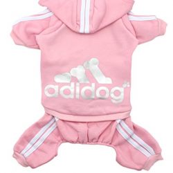 Scheppend Adidog Pet Clothes for Dog Cat Puppy Hoodies Coat Winter Sweatshirt Warm Sweater,Pink Small