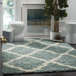 Safavieh Dallas Shag Collection Light Blue and Ivory Area Rug (4' x 6')