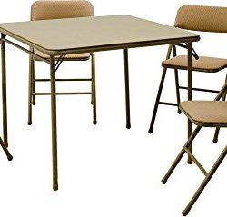 Cosco 5-Piece Folding Table and Chair Set, Tan