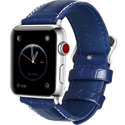5 Colors for Apple Watch Bands 42mm, Fullmosa Calf Leather Replacement Band/Strap with Stainless Steel Clasp for Apple iWatch Series 1 2 3 Sport and Edition Versions 2015 2016 2017,Dark Blue