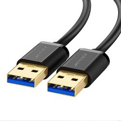AWINNER Gold Plated Super Speed USB 3.0 A Male to A Male Cable-Free Lifetime Replacement Warranty (1M,Round)