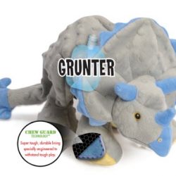 goDog Dinos Triceratops With Chew Guard Technology Tough Plush Dog Toy, Grey, Large