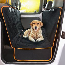 Doggie World Dog Car Seat Cover - Cars, Trucks and Suvs Luxury Full Protector, w/Extra Side Flaps, Seat Belt Openings - Hammock Convertible for your Pet - Waterproof, Non-Slip - Machine Washable
