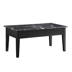 Dorel Living Faux Marble Lift Top Storage Coffee Table, Black