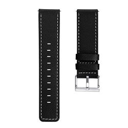 Aresh for Fitbit Versa Bands Leather Fitbit Versa Genuine Leather Replacement Band with Silver Stainless Steel Buckle Accessory Wristband Strap for Fitbit Versa SmartWatch (black)