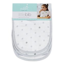 aden by aden + anais Snap Bib, 100% Cotton Muslin, Soft Absorbent 3 Layers, Adjustable, 9” X 13”, 3 Pack, Dove