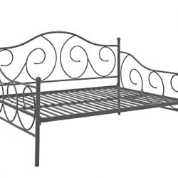DHP Victoria Daybed Metal Frame, Multifunctional, Includes Metal Slats, Full Size, Pewter