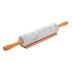 Miko 100% Marble Stone Rolling Pin, 18 inch With Smooth Wooden Handles For Easy Grip