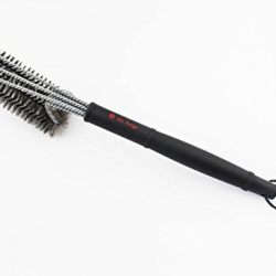 Mr. Fuego – BBQ Grill Brush Cooking Utensil, 3 in 1 Advanced Abrasive Bristles, Heavy Duty, Light Weight, Quick and Easy Cleaning, Fire Starter Storage in Handle, Great Outdoorsman Gift