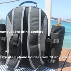 Picnic Backpack for 4 by Mister Alfresco, Stylish Black Color With Insulated Cooler Compartment 2 Detachable Bottle/Wine Holders Fleece Blanket Flatware and Plates. Light-weight, Versatile