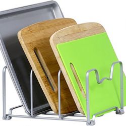 2 Pack - SimpleHouseware Kitchen Cabinet Pantry and Bakeware Organizer Rack Holder, Silver