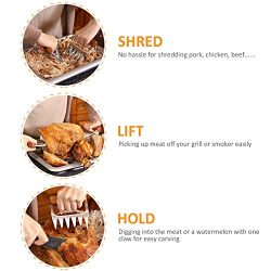 Metal Meat Claws - Stainless Steel Shredding Forks with Wooden Handles for Pork, Chicken & Brisket