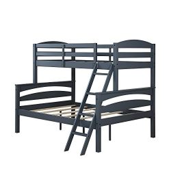 Dorel Living Brady Twin over Full Solid Wood Kid's Bunk Bed with Ladder, Gray