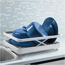 KOHLER Large Collapsible & Storable Dish Drying Rack with Wine Glass Holder
