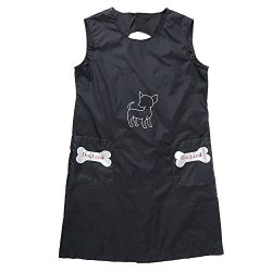 Kuoser Waterproof Apron Anti-static Pet Dog Cat Grooming Apron Professional Smock with pockets (XL, Black)