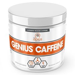 GENIUS CAFFEINE – Extended Release Microencapsulated Caffeine Pills, All Natural Non-Crash Sustained Energy & Focus Supplement –Preworkout & Nootropic Brain Booster For Men & Women,100 veggie capsules