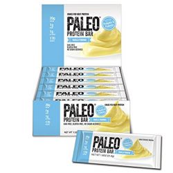 New! Paleo Protein Bar® (Vanilla Pudding) 12 Bars (20g Grass-Fed Beef) (Low Net Carbs) (w/Organic Prebiotics + Probiotics) (Gluten Free)
